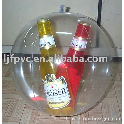 PVC beach ball with bottle inside
